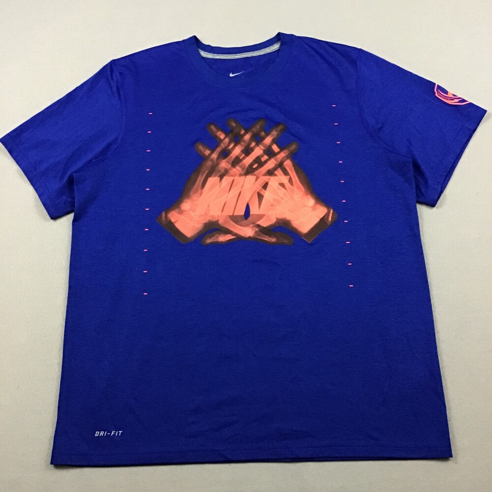 Nike Shirt Men Large Blue Vapor Jet Football Gloves Z-Ray Graphic Tee Dri Fit L